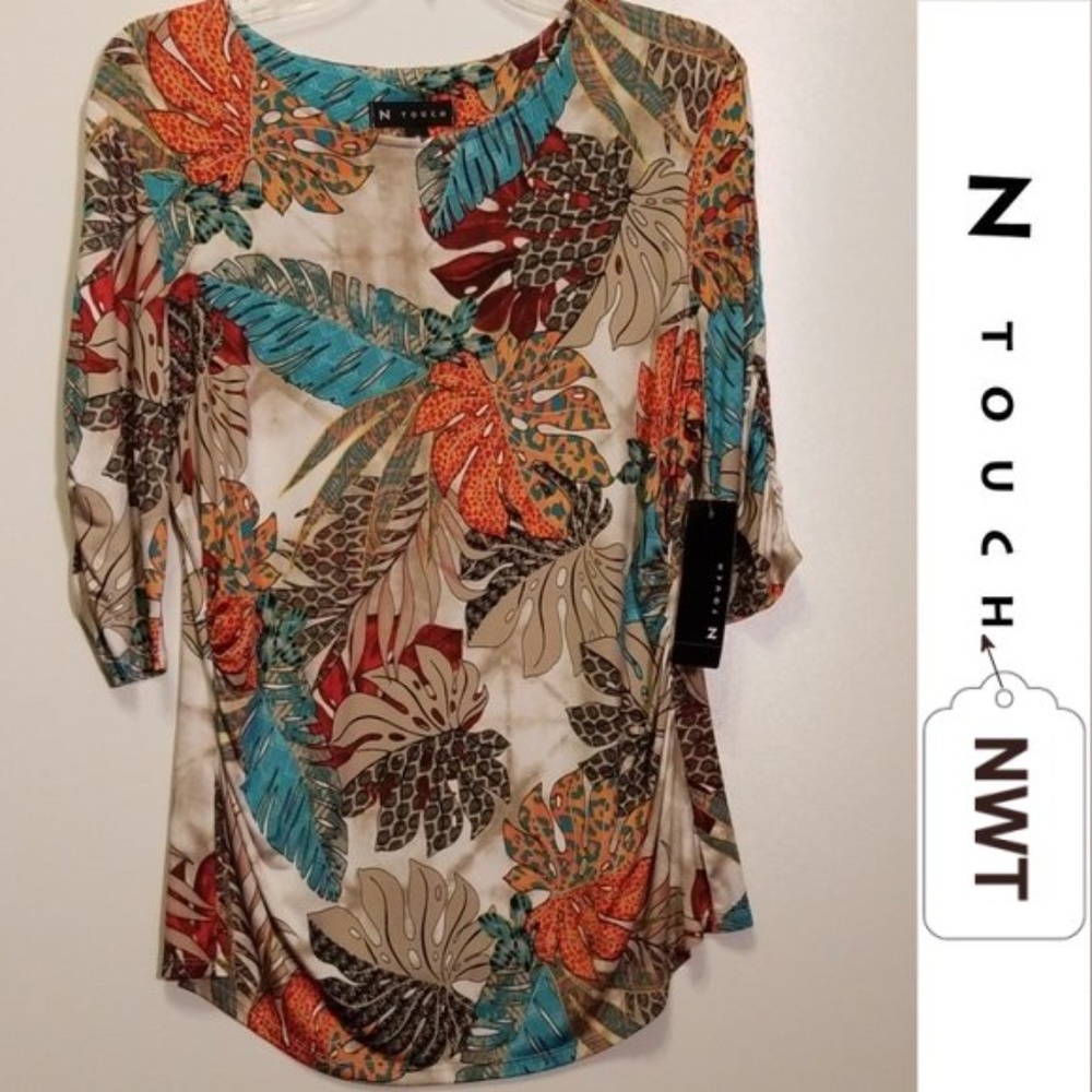 NEW N Touch Floral Ruched Tunic Sz Small